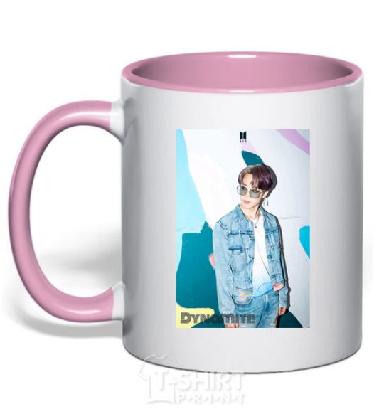 Mug with a colored handle BTS Dynamite Chimin light-pink фото