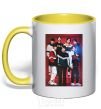Mug with a colored handle BTS for FILA yellow фото