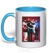 Mug with a colored handle BTS for FILA sky-blue фото