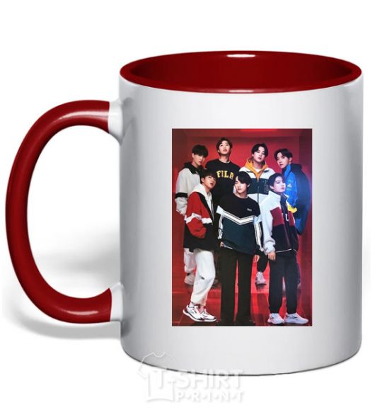 Mug with a colored handle BTS for FILA red фото