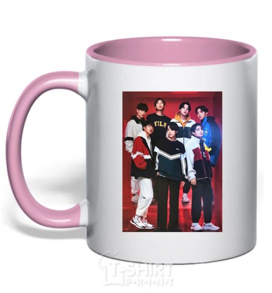 Mug with a colored handle BTS for FILA light-pink фото