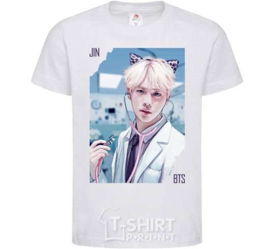 Kids T-shirt Jin BTS like a cat White фото