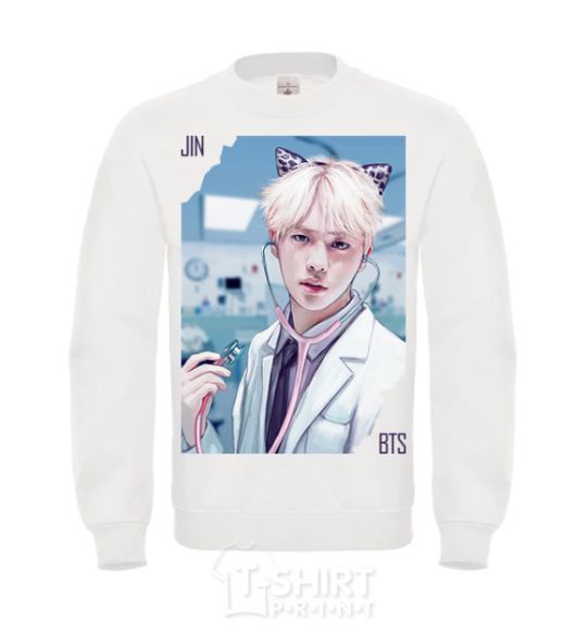 Sweatshirt Jin BTS like a cat White фото