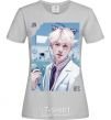 Women's T-shirt Jin BTS like a cat grey фото