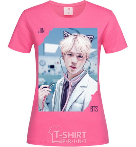 Women's T-shirt Jin BTS like a cat heliconia фото