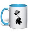 Mug with a colored handle Black lady sky-blue фото