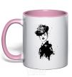Mug with a colored handle Black lady light-pink фото
