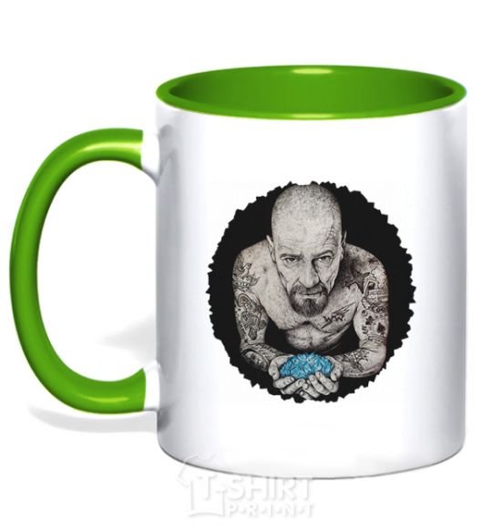 Mug with a colored handle Heisenberg with blue kelly-green фото