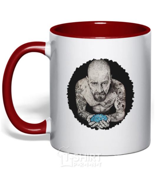 Mug with a colored handle Heisenberg with blue red фото