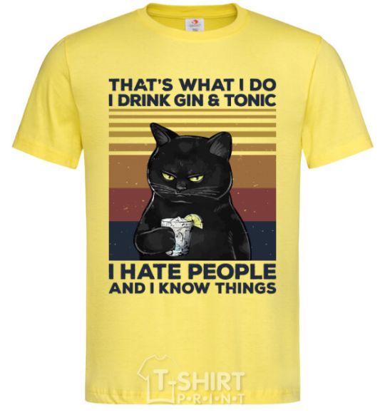 Men's T-Shirt I hate people and i know things cornsilk фото