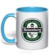 Mug with a colored handle I am not in danger I am danger sky-blue фото