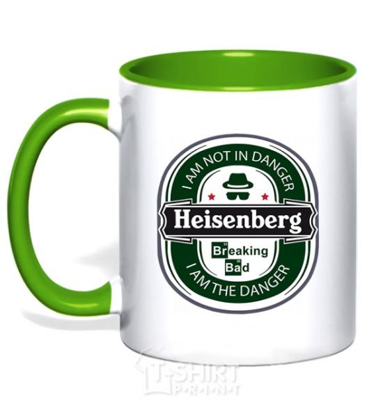 Mug with a colored handle I am not in danger I am danger kelly-green фото