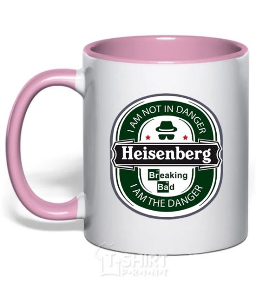 Mug with a colored handle I am not in danger I am danger light-pink фото