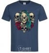 Men's T-Shirt Girl and skulls navy-blue фото
