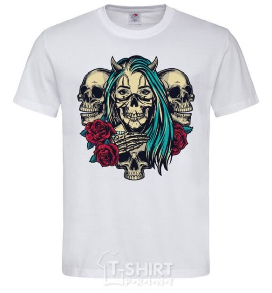 Men's T-Shirt Girl and skulls White фото