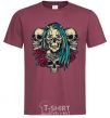 Men's T-Shirt Girl and skulls burgundy фото
