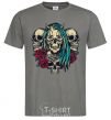 Men's T-Shirt Girl and skulls dark-grey фото