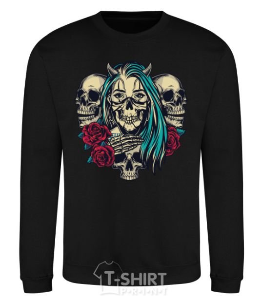 Sweatshirt Girl and skulls black фото