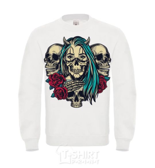 Sweatshirt Girl and skulls White фото