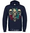 Men`s hoodie Girl and skulls navy-blue фото