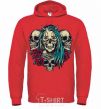 Men`s hoodie Girl and skulls bright-red фото