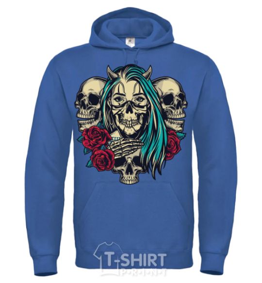 Men`s hoodie Girl and skulls royal фото