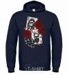 Men`s hoodie Santa Muerte and skull navy-blue фото