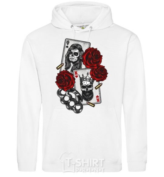 Men`s hoodie Santa Muerte and skull White фото