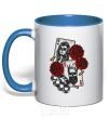 Mug with a colored handle Santa Muerte and skull royal-blue фото