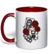 Mug with a colored handle Santa Muerte and skull red фото