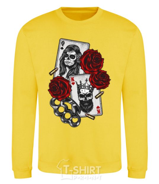 Sweatshirt Santa Muerte and skull yellow фото