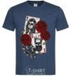 Men's T-Shirt Santa Muerte and skull navy-blue фото