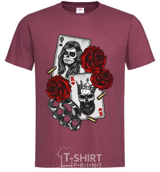 Men's T-Shirt Santa Muerte and skull burgundy фото