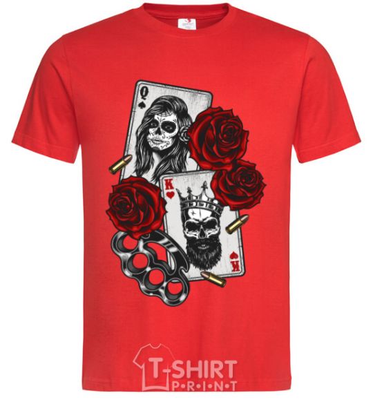 Men's T-Shirt Santa Muerte and skull red фото