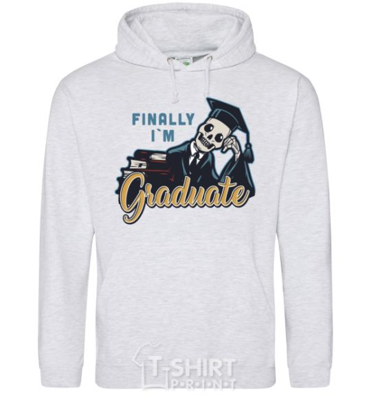 Men`s hoodie Finally i'm graduate sport-grey фото