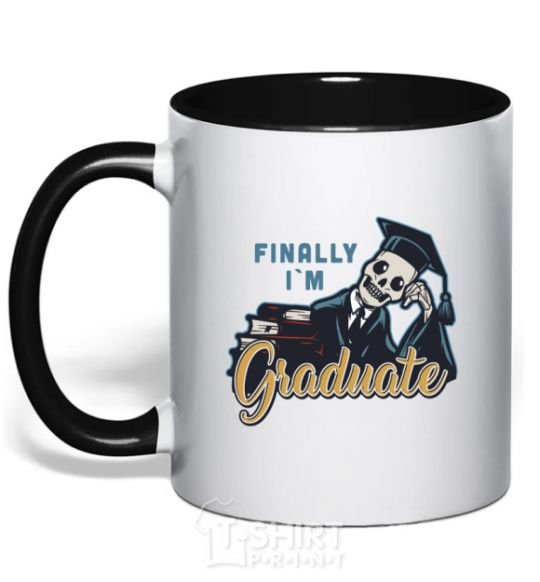 Mug with a colored handle Finally i'm graduate black фото