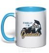 Mug with a colored handle Finally i'm graduate sky-blue фото