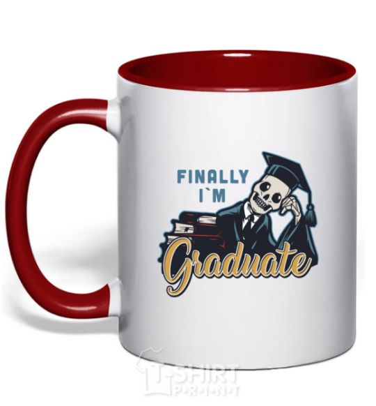 Mug with a colored handle Finally i'm graduate red фото