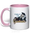 Mug with a colored handle Finally i'm graduate light-pink фото