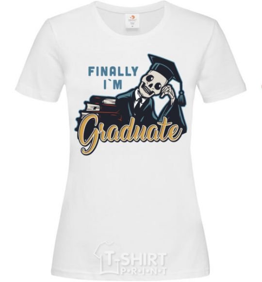 Женская футболка Finally i'm graduate Белый фото