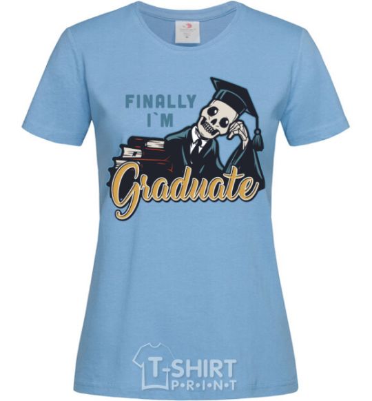 Женская футболка Finally i'm graduate Голубой фото