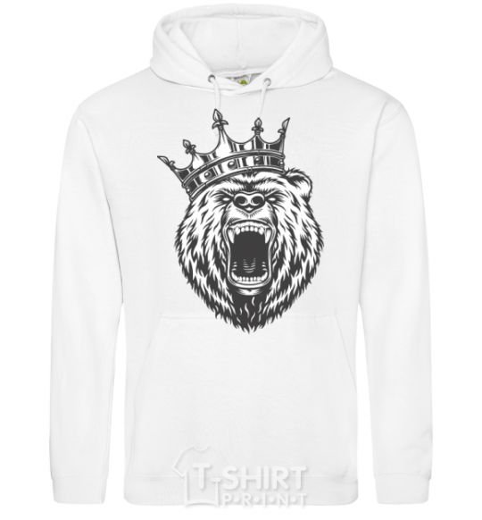 Men`s hoodie Bear in crown White фото