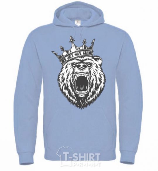 Men`s hoodie Bear in crown sky-blue фото