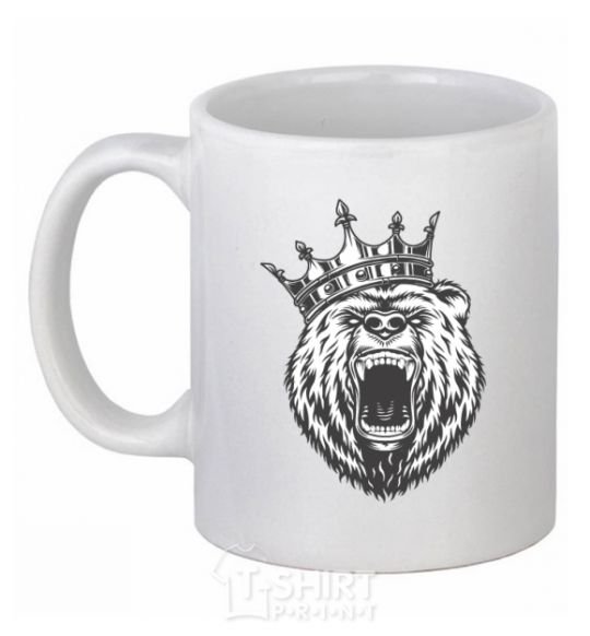 Чашка керамическая Bear in crown Белый фото