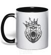Mug with a colored handle Bear in crown black фото