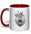 Mug with a colored handle Bear in crown red фото