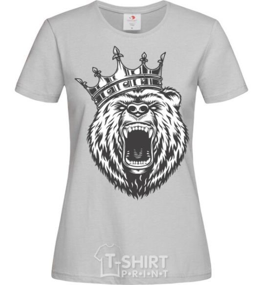 Women's T-shirt Bear in crown grey фото