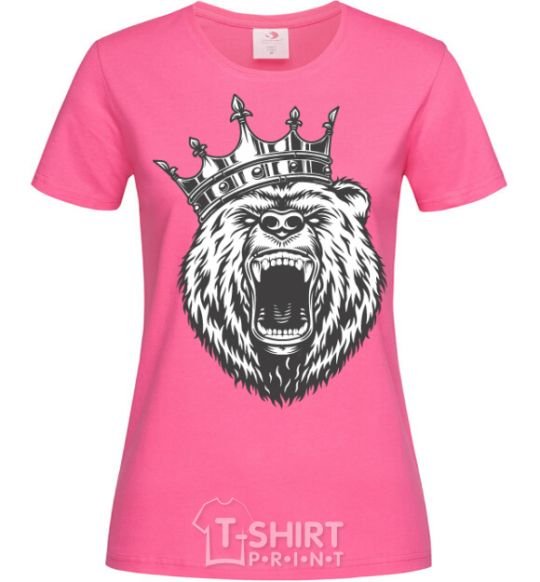 Женская футболка Bear in crown Ярко-розовый фото