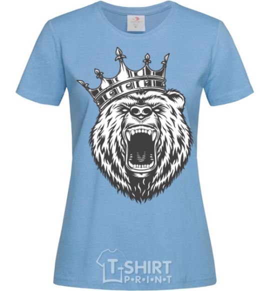 Women's T-shirt Bear in crown sky-blue фото