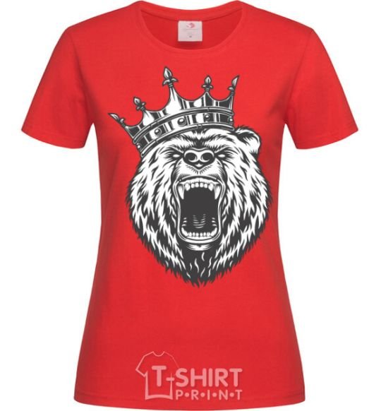 Women's T-shirt Bear in crown red фото